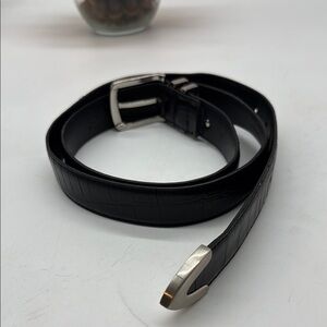 Ping Black Leather Belt with silver accents size 42